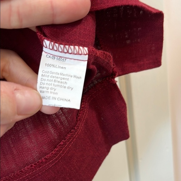 NWT Billy J 100% Linen Cropped Red Blouse with Ruffle Sleeves - Size 10 - Picture 10 of 10